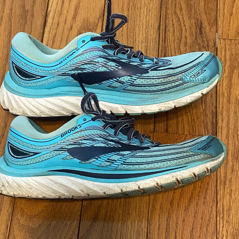 Women's Brooks Glycerin 15 Blue Teal Green Running Shoes Sneakers Size‎ 8